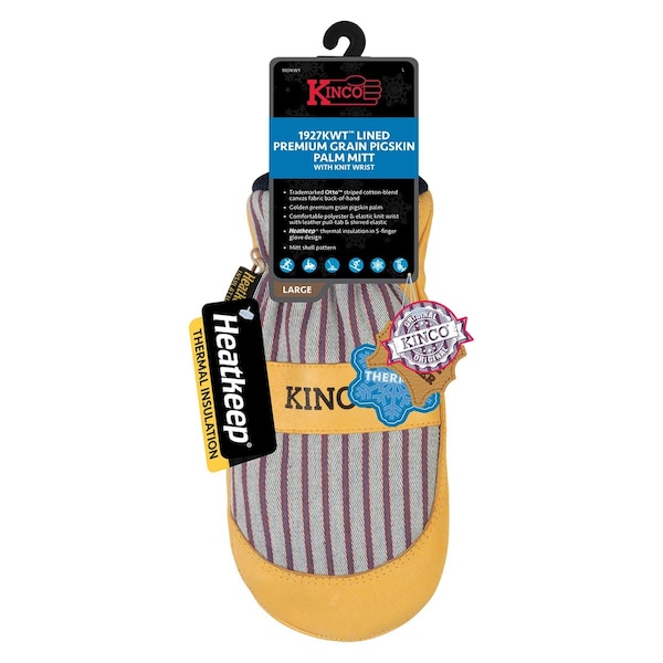 Kinco 1927KWT Lnd Prem. Grn Pgskn Palm Mitt w. Knt Wrist S 1927KWT-S - main